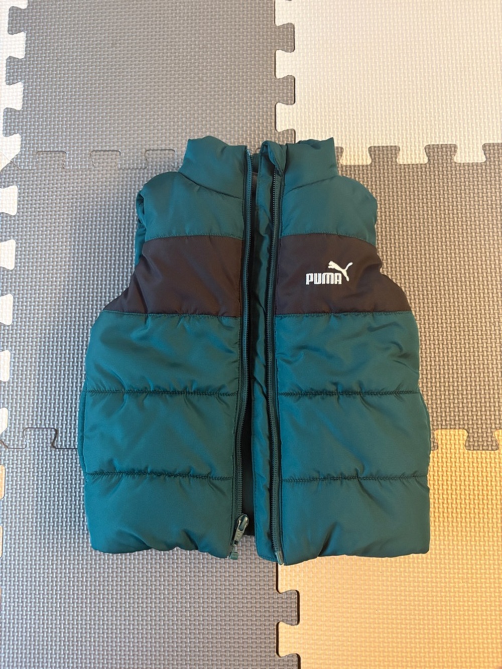 Puma Dark Green and Black Kids Puffer Vest